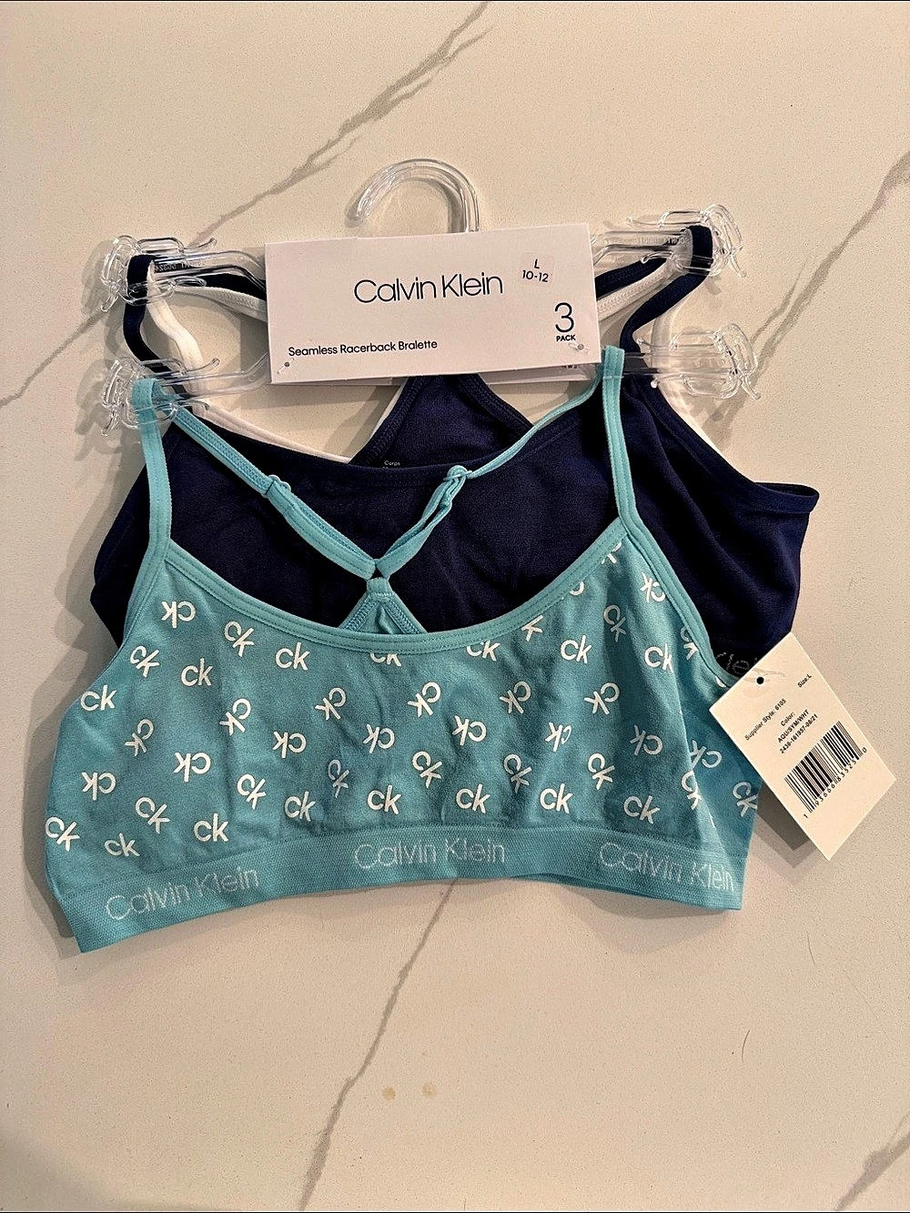 Girls Calvin Klein Seamless Racerback Bralette 3-Pack Large 10/12